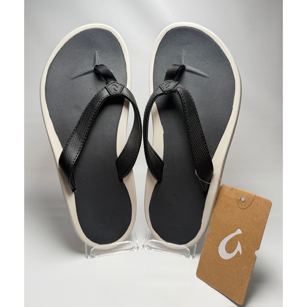 OLUKAI Pi’oe Flip Flop Sandals NWT | Womens 6 Trench Black/Dk Shadow 20443-406C
